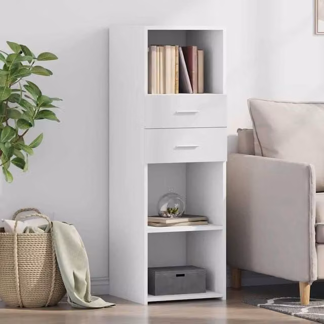 Berkfield Home Modern White Highboard in MDF, W/D/H: 40 x 42.5 x 124 cm – 1