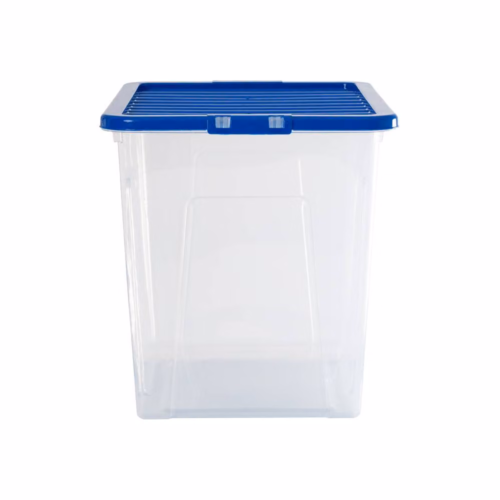 Wham Crystal 80L Stackable Plastic Storage Boxes with Blue Lids, Pack of 4, Transparent – 3