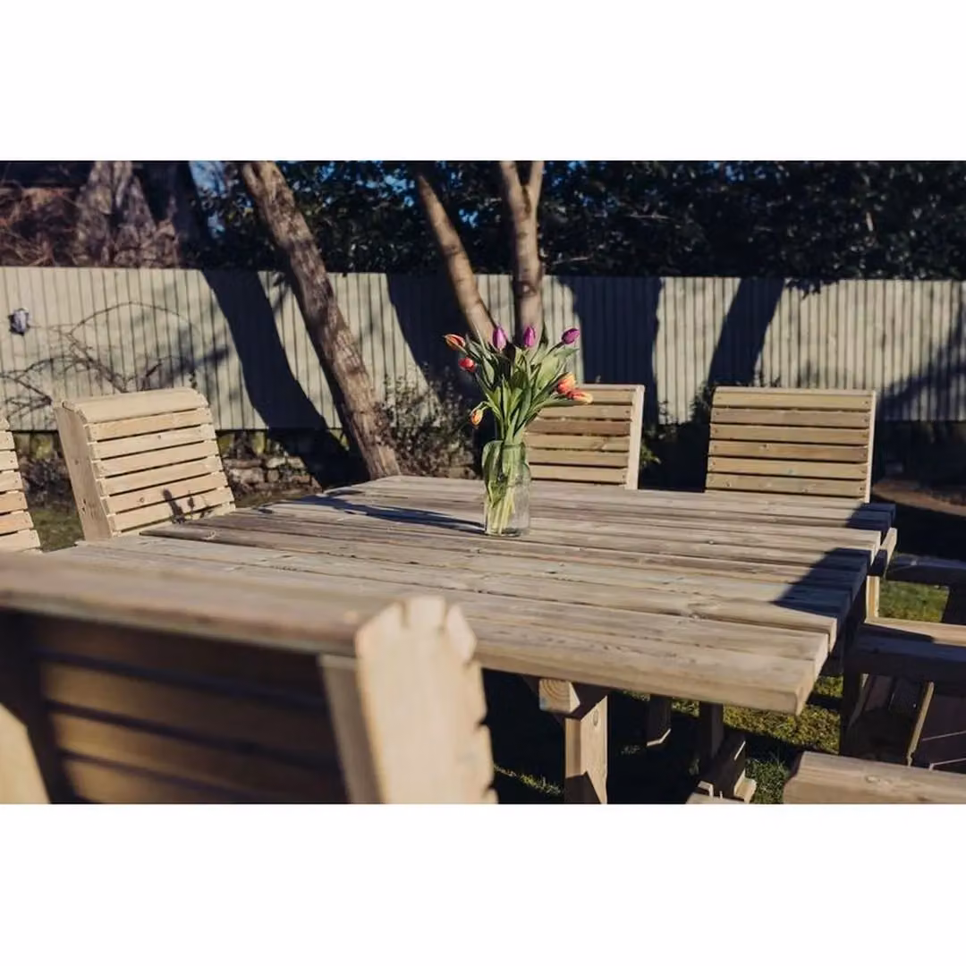 Churnet Valley Garden Furniture Ltd Ergo 8 Seater Square Table and Chairs Set in Brown – 4