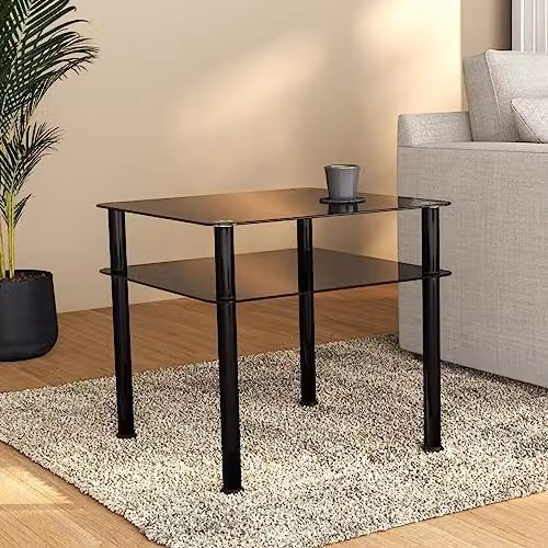 AVF Black Glossy Glass Coffee Table with Metal Legs, W/D/H: 60 x 60 x 42 cm – 2