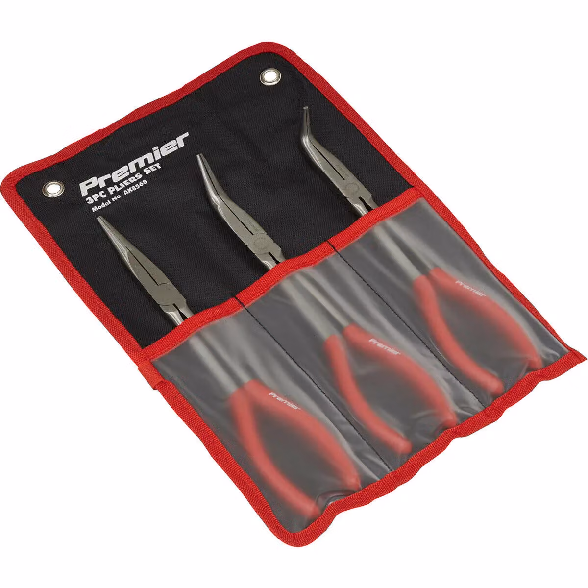 Loops 3 Piece Chrome Vanadium Steel Needle Nose Pliers Set in Red and Multicolour, 280mm – 2