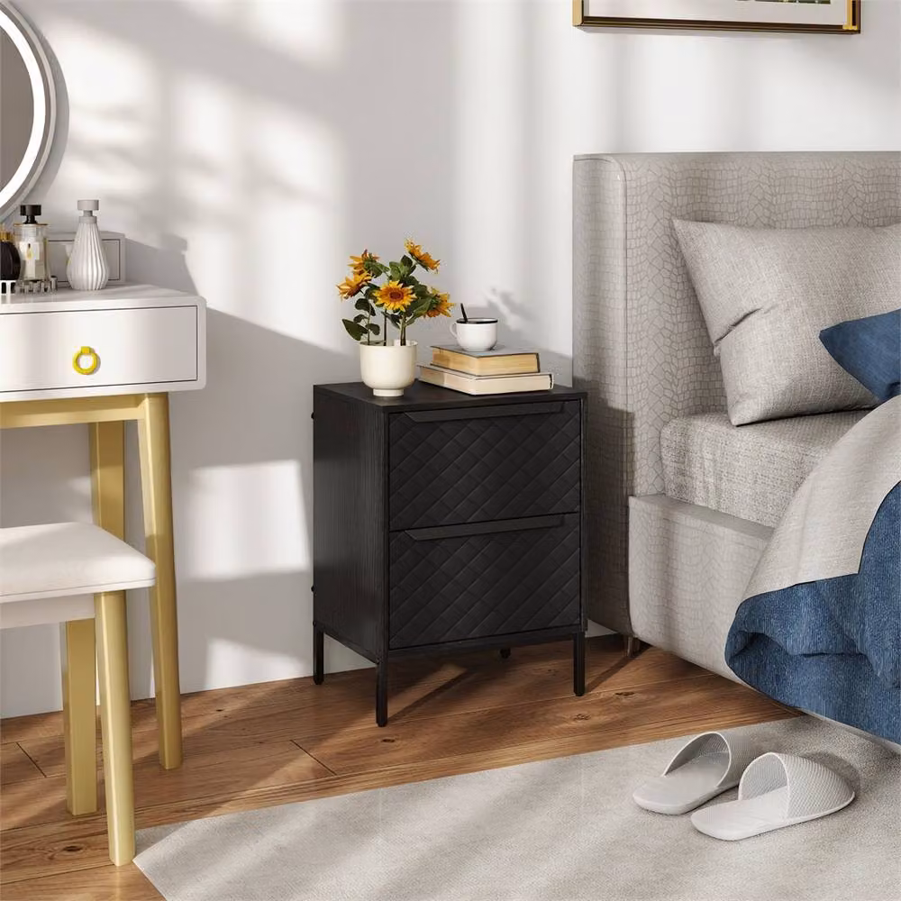 Kelvenix Modern 2 Drawer Black Dresser for your Bedroom – 5