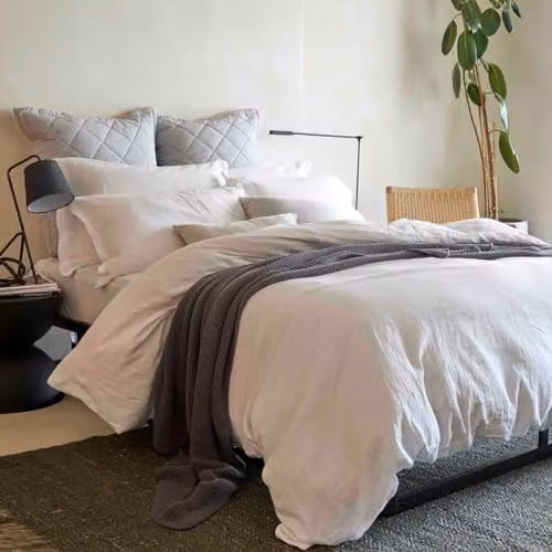 Christy Organic Cotton Duvet Cover and Pillowcase Set in White – 3