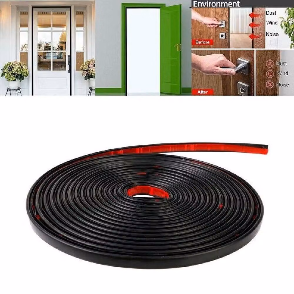 SPETLEK Black Self-Adhesive Waterproof Silicone Door Rubber Seal Strip Profile D – 3