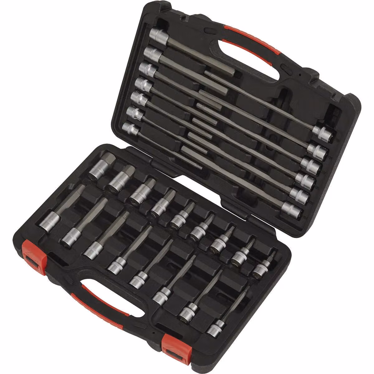 Loops 30 Pack Metric Male Hex Bit Set, 3/8 inch Square Drive, 200mm Long S2 Steel, Silver – 3