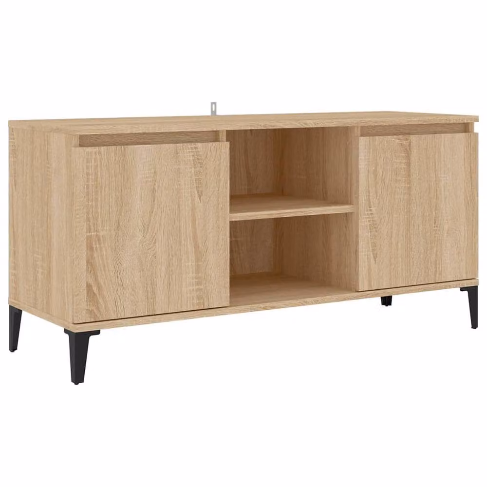 Berkfield Home TV Cabinet in Sonoma Oak and Beige with Metal Legs, W: 103.5 cm, D: 35 cm, H: 50 cm – 2