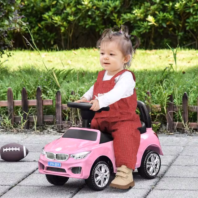 HOMCOM Pink Ride-On Toddler Slider with Light, Sound and Music Storage for Ages 1.5-3 Years
