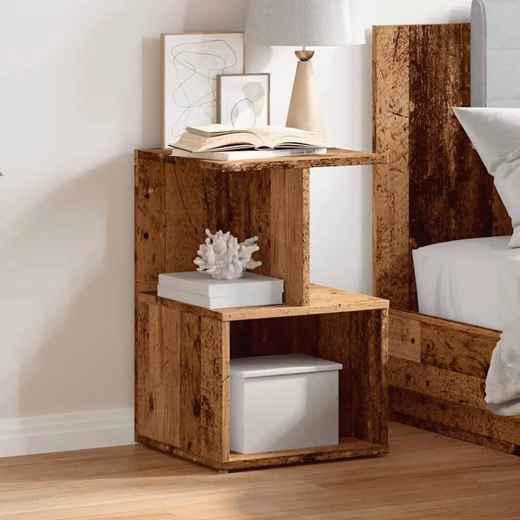Berkfield Home Bedside Cabinet in Brown Old Wood, W/D/H: 35 x 35 x 55 cm – 4