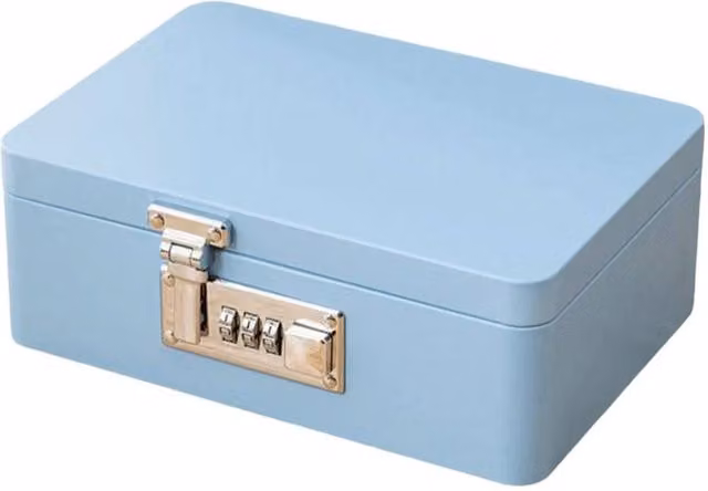FLAVORA Blue Metal Combination Lock Storage Box with Flip Top Lid – 1