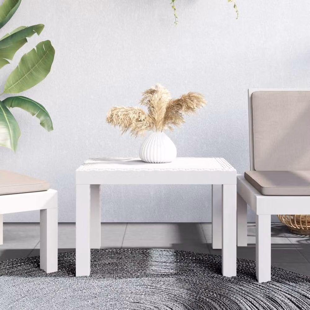 Berkfield Home White Rectangular Garden Table, W: 59 cm, D: 47 cm, H: 40 cm – 2