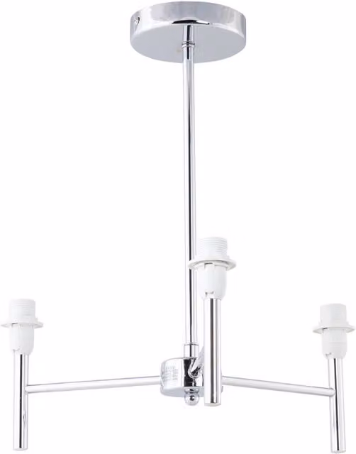 First Choice Lighting Brea Modern 3 Arm LED Semi Flush Fitting in Chrome Silver W/D/H: 42.5 x 40.5 x 120 cm