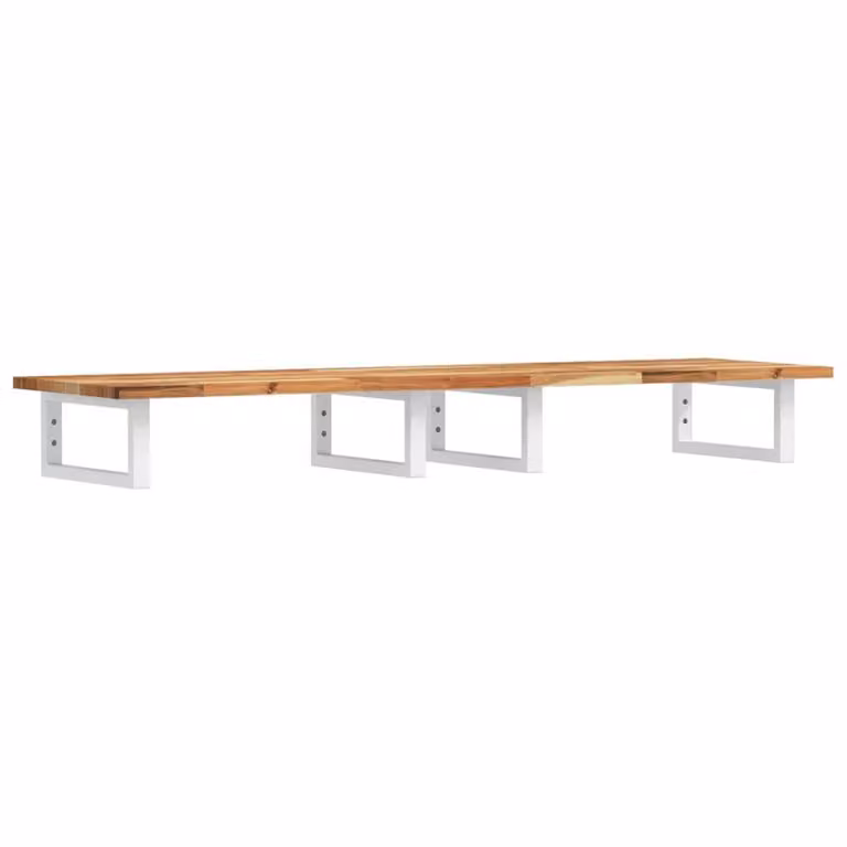 Berkfield Home Elegant Wall Mounted Basin Shelf in Brown Acacia Wood and Steel