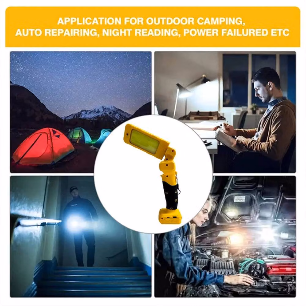 Nordara 2500LM Adjustable LED Work Light with USB-C Port, Yellow – 5