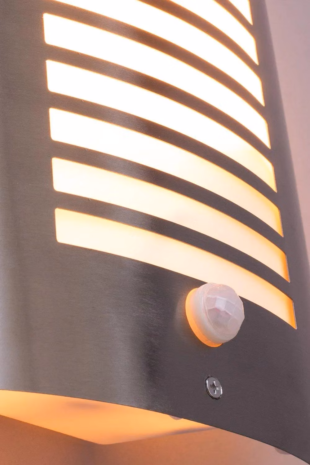 BHS Lighting Hale Modern Outdoor Wall Light with Motion Sensor in Silver Stainless Steel – 2