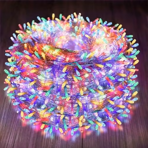 Shatchi 100 LED Multicolour Fairy String Lights, 10m, Waterproof with Timer and Mains Power Supply – 1