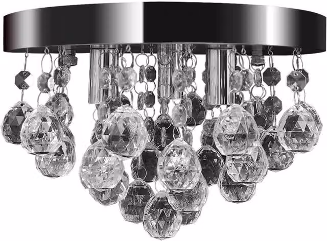Berkfield Home Crystal Design Pendant Ceiling Lamp in Chrome and Silver – 1