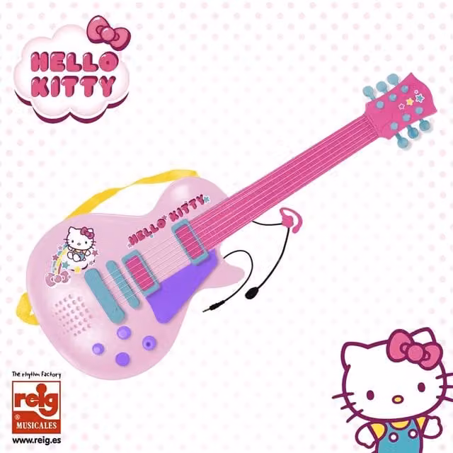 Hello Kitty 6-String Pink Guitar with Earpiece Microphone