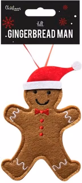 KDMD Brown and Red Felt Gingerbread Man Christmas Hanging Decorations, 6 Pack, Height: 12.5 cm