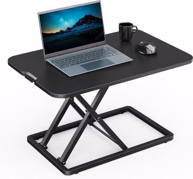 VonHaus Height Adjustable Standing Desk Converter in Black, Width: 45 cm