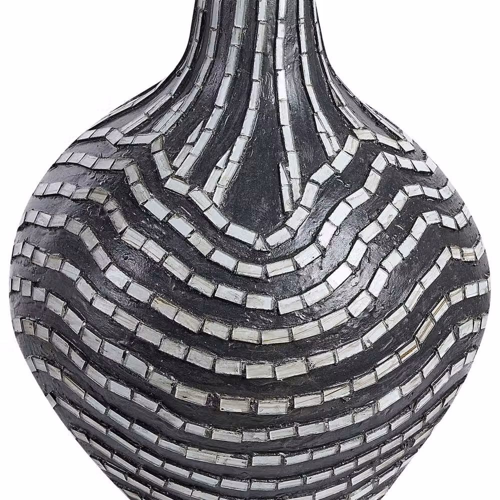 Wyld and Coco Modern Black and White Striped Ceramic Tabletop Vase, Height: 35 cm – 2
