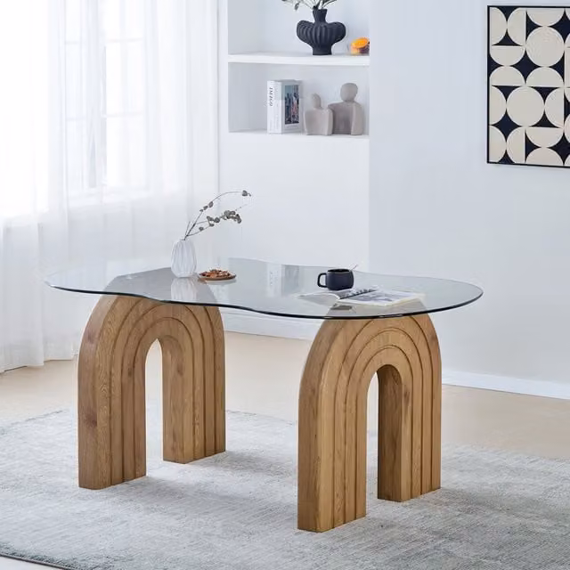 Living Solutions Salcombe Modern Oval Glass Dining Table in Transparent