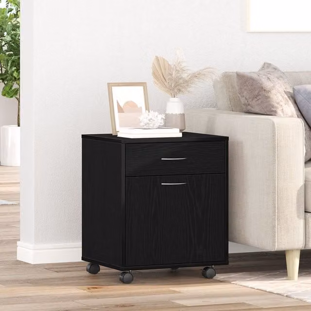 Berkfield Home Rolling Cabinet in Black Oak, W/D/H: 45 x 38 x 54 cm