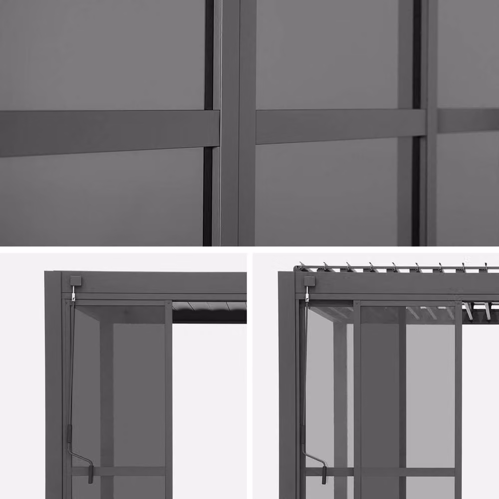 Sweekeet Aluminium Sliding Door 3m for Triomphe Pergola in Dark Grey Anthracite – 4