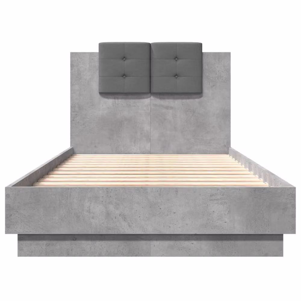 Berkfield Home Modern Small Single Bed Frame in Concrete Grey with LED Under-Bed Lighting and USB Charging Port, W: 75 cm, L: 190 cm – 4