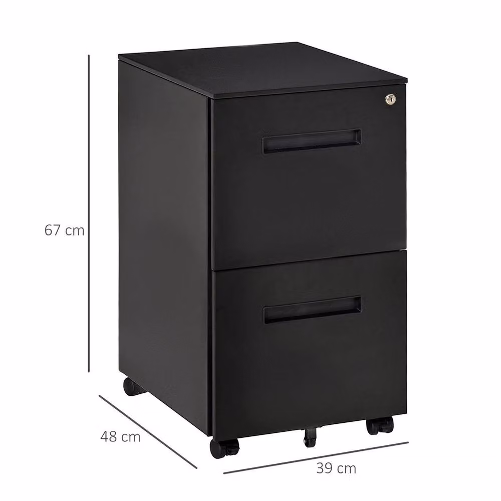 Havendro Mobile Lockable Metal File Cabinet in Black with Adjustable Hanging File – 2
