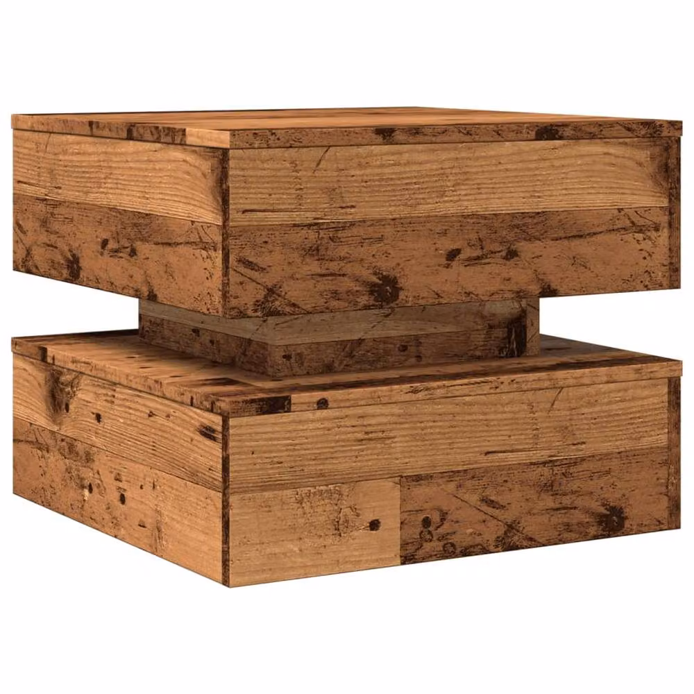 Berkfield Home Modern Square Coffee Table with LED Lights in Brown, W/D/H: 50 x 50 x 40 cm – 3