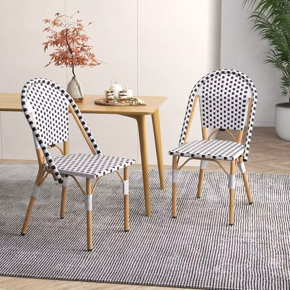 Costway Set of 2 French Bistro Outdoor Armless Accent Dining Chairs in White – 2