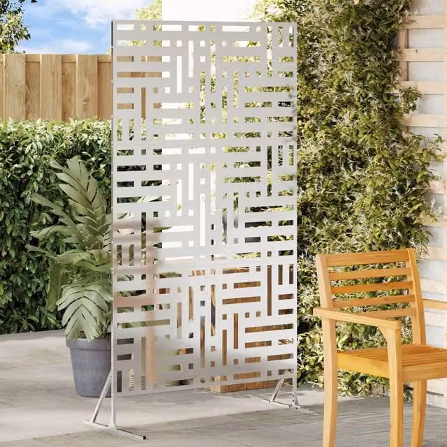 Berkfield Home Silver Galvanised Steel Privacy Screen, Height: 180 cm – 1