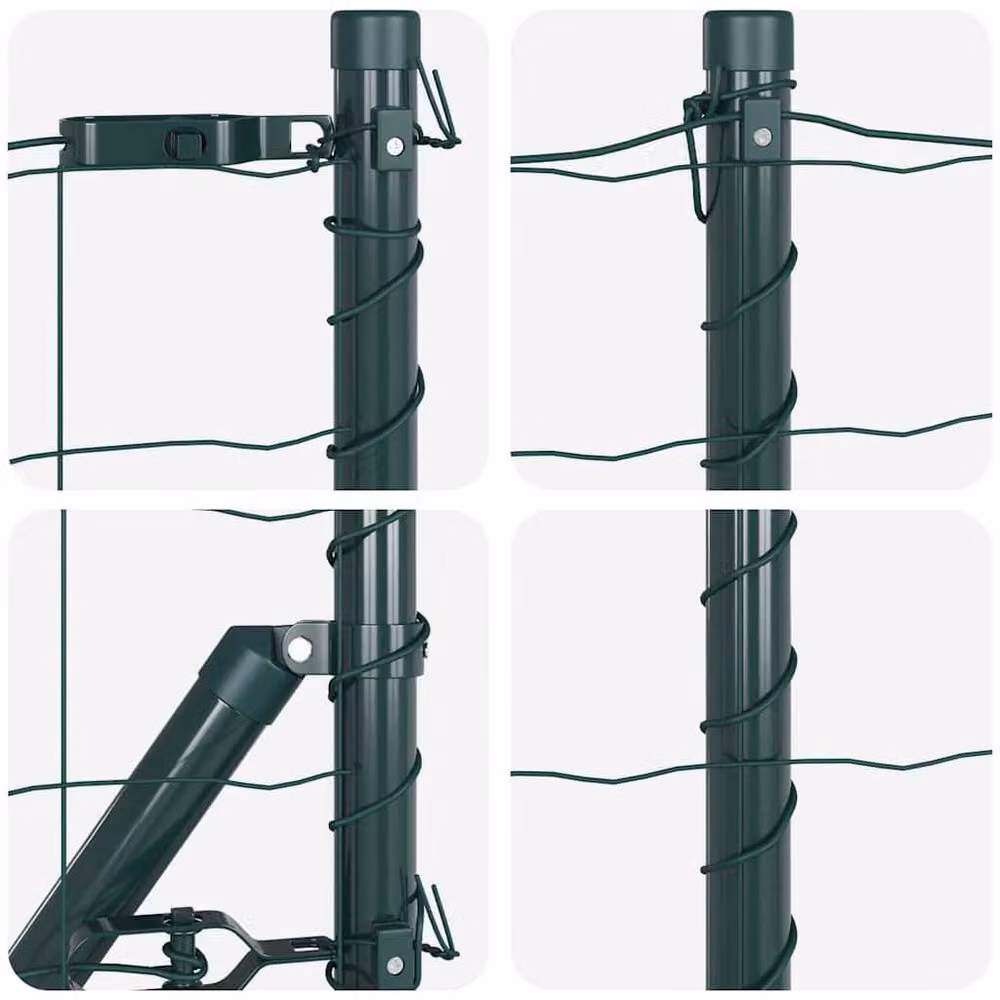 Berkfield Home Green Euro Fence with 13 Posts, Galvanised Steel, 0.8 x 25 m – 7