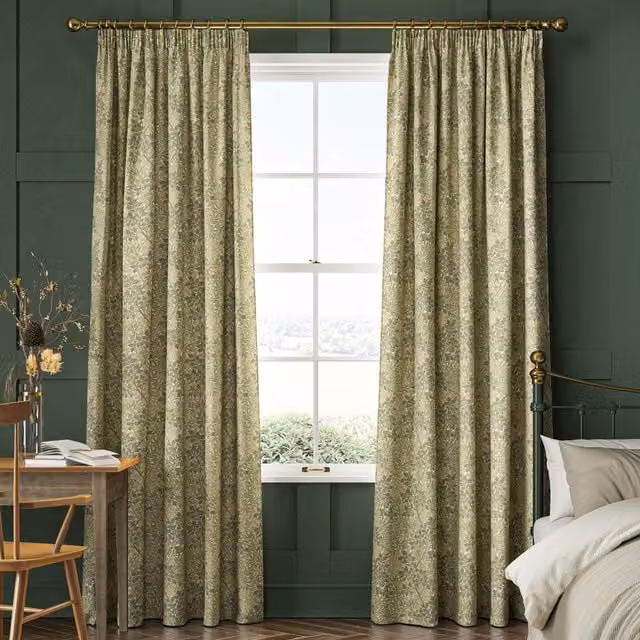 William Morris Foliage Fern Made To Measure Blackout Cotton Curtains in Green