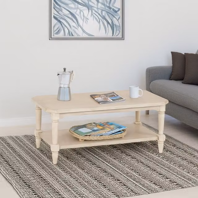 Seconique Chantilly Rectangular Coffee Table in Beige and White