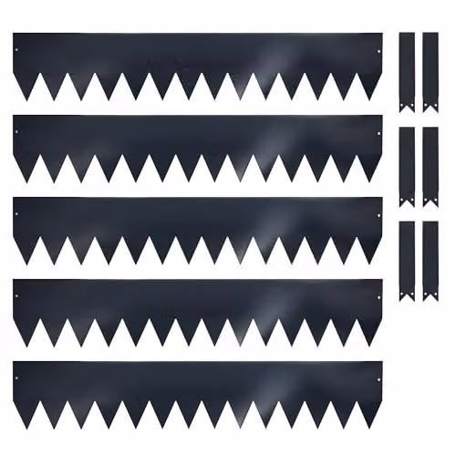 Nicoman Metal Garden Border Edging with Saw-Tooth Spikes, 5 Pack, Grey – 1