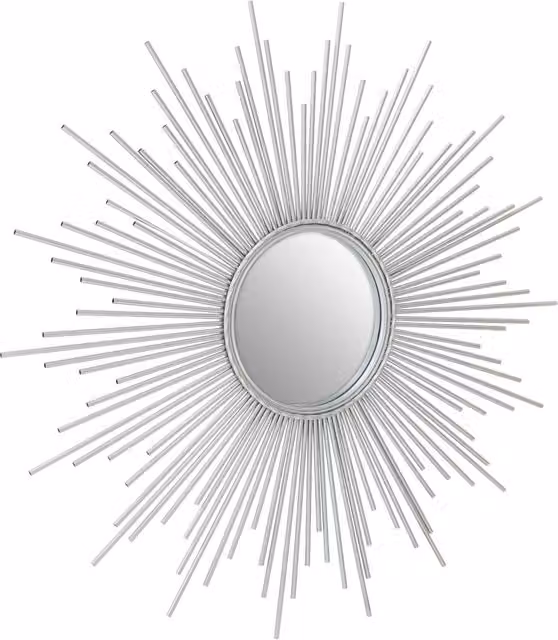 Orsina Cristal Round Geometric Wall Mirror in Silver – 1