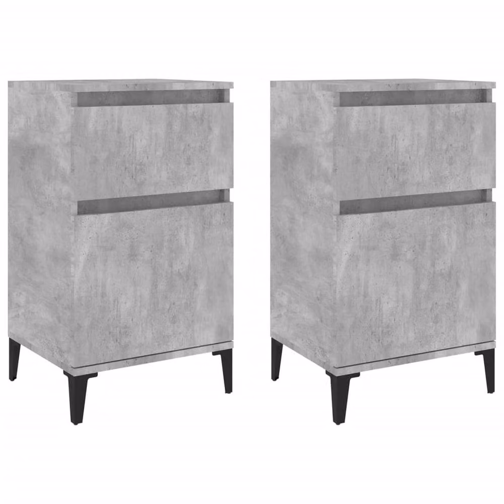 Berkfield Home Elegant Bedside Cabinets, 2 Piece, Concrete Grey, W/D/H: 40 x 35 x 70 cm – 2