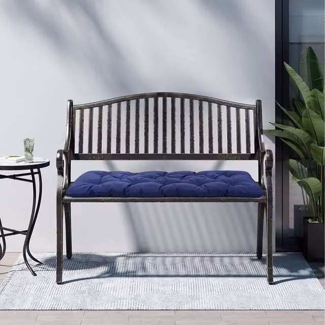 Livingandhome Waterproof Outdoor Bench Cushion in Blue, Width: 120 cm