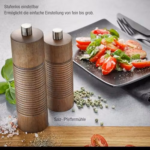 Gefu Tedoro Manual Salt or Pepper Grinder in Brown Wood and Ceramic, Height: 18 cm – 3