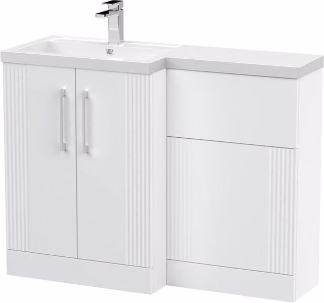 Balterley Belvide 2 Door Vanity WC Combi Unit and Basin with Stone Top, White, W: 110 cm