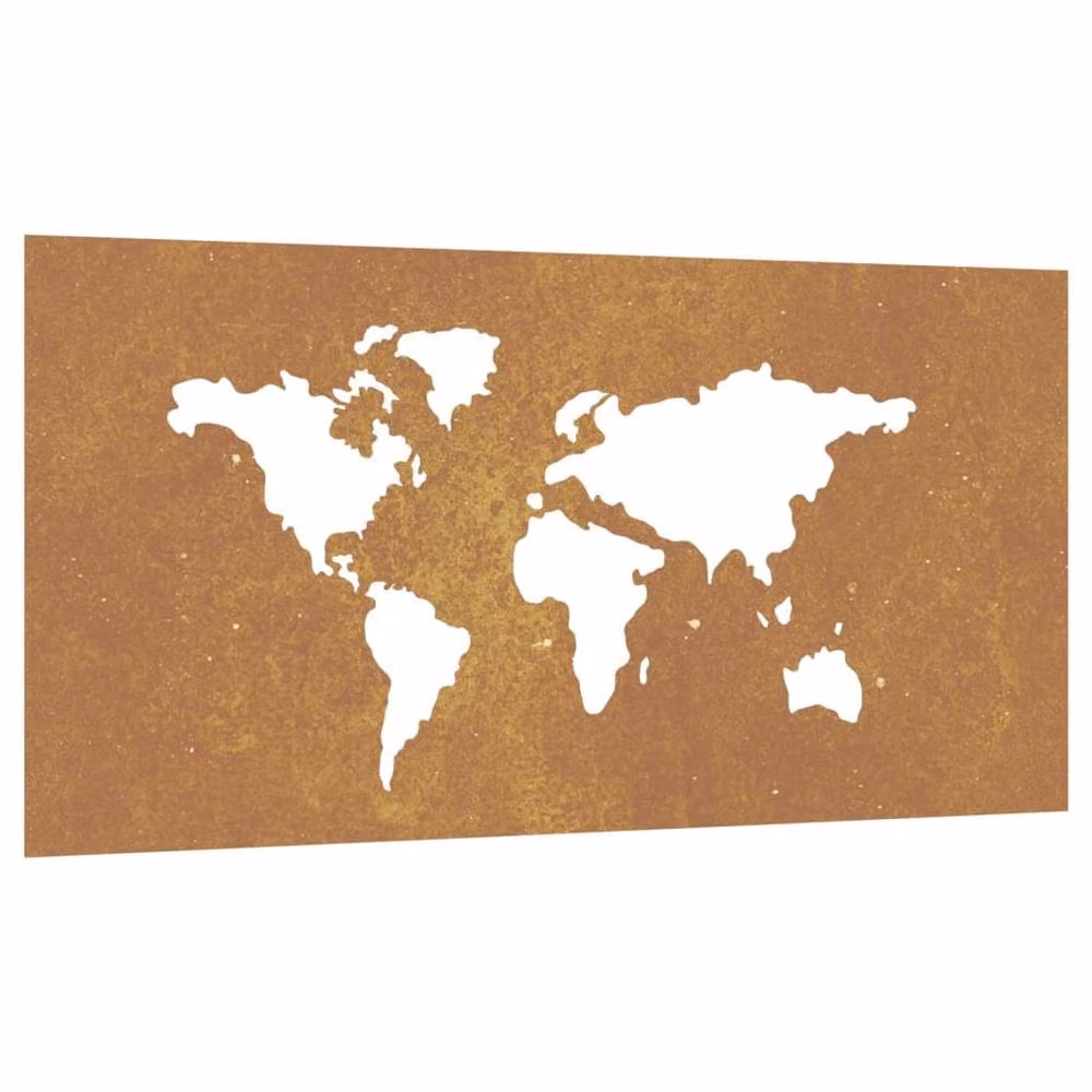 Berkfield World Map Corten Steel Garden Wall Decoration, Brown, W: 105 cm, H: 55 cm – 3