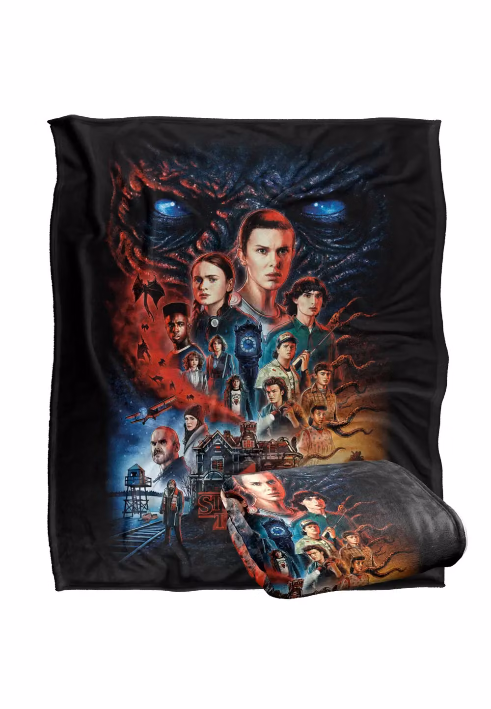 Stranger Things Creel House Season Four Officially Licensed Silky Touch Super Soft Throw Blanket, White, W: 152 cm, D: 127 cm – 2