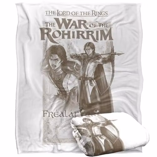 LOGOVISION Lord Of The Rings War Of The Rohirrim Frealaf Homage Super Soft Silky Touch Fleece Throw Blanket, Multicolour, W: 152 cm, D: 127 cm – 1