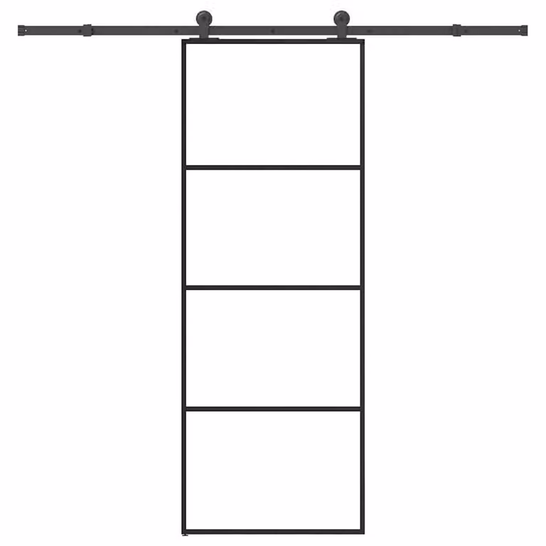 Berkfield Home Sliding Door with Hardware Set in Black, ESG Glass and Aluminium, W: 76 cm, H: 205 cm