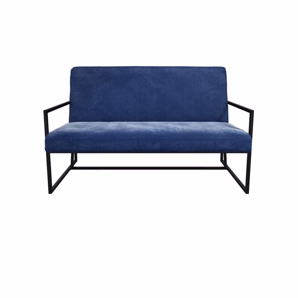 Wyld Haus London Blue Velvet 2 Seater Sofa with Matt Black Metal Legs – 2