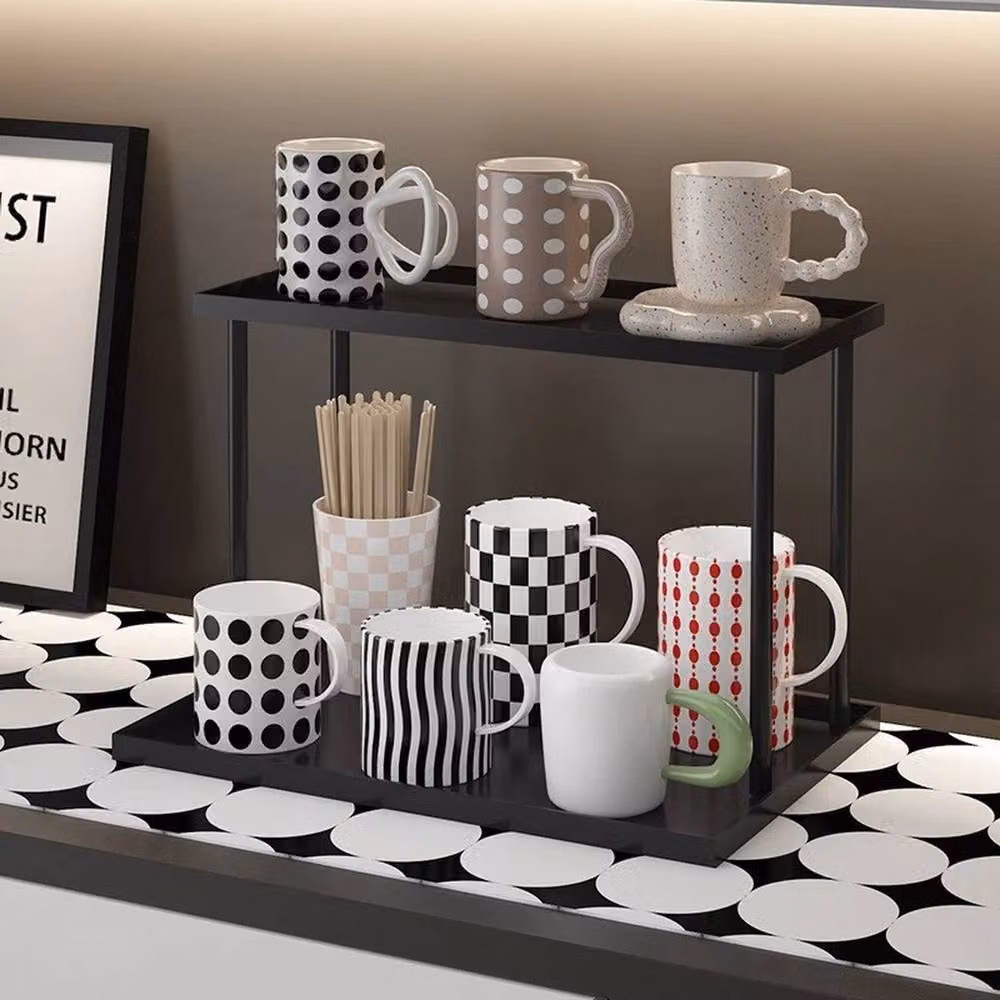 SPETLEK 2 Layer Multipurpose Metal Countertop Organizer in Black, W/D/H: 35.0 x 20.0 x 22.0 cm – 3