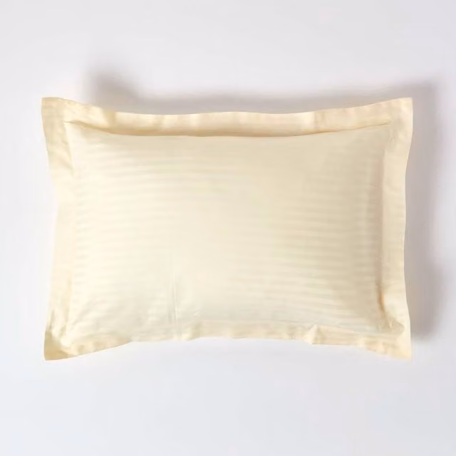 Homescapes Egyptian Cotton Satin Stripe Oxford Pillowcase in Yellow