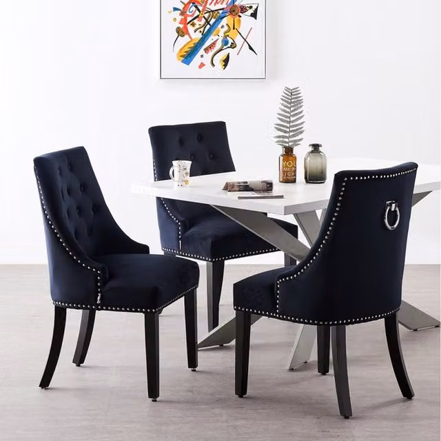 Life Interiors Windsor Duke LUX Rectangular Dining Set with Table and 4 Black Upholstered Chairs