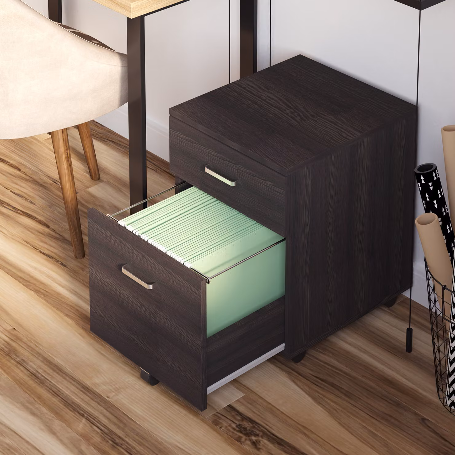 Vinsetto Mobile File Cabinet with 2 Locking Drawers and Castors, Black – 8
